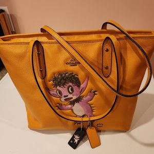 Coach x Gary Baseman Leather Yellow Tote Bag